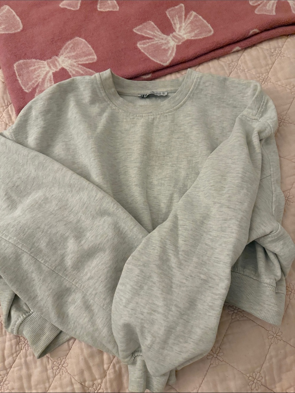 Zara Light Heather Gray Crewneck Sweater